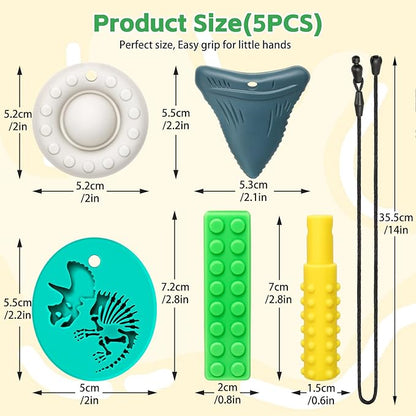Chew Necklaces for Sensory Kids, Silicone Chewy Necklace for Boys and Girls with Autism, ADHD, SPD, Chewing, Oral Motor Therapy Sensory Toys