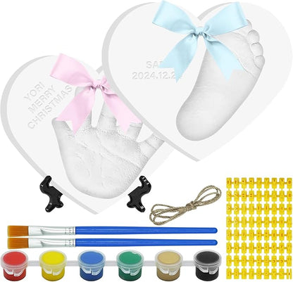 Baby Handprint Footprint Keepsake Ornament Kit, Personalized Baby Foot Printing Kit for Newborn Clay Impression Handmade DIY Imagination to Create