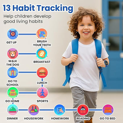 Waterproof Smart Watch for Kids Boys Ages 5-12 with 39 Games, HD Camera, Video, Music, Habit Tracking, Alarm, Pedometer, Kids Smart Watch Chrismars Birthday Gift for Boys Age 5 6 7 8(Blue)