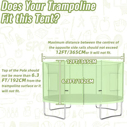 Gardenature 10FT/12FT/14FT Trampoline Tent(Tent Only), Fit Round Trampolines, Shade Cover with LED Light, Outdoor Trampolien Accessories, Anti-Tear, Beige