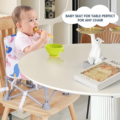 Portable Booster Seat, Toddler Baby Seat with Tray for Dining Table Compact Floor Chair for Camping Lawn Beach Babies Travel 6-36 Months