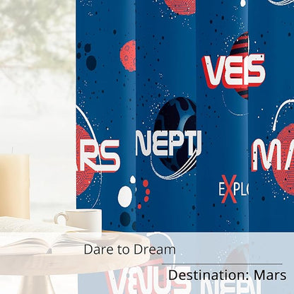 Kids Space Mars Blackout Curtains - 100% Blackout, Thermal Insulated, Noise Reducing,Bring The Cosmos Closer to Kids Room, 2 Panels (Planet Parade, W52×L63)