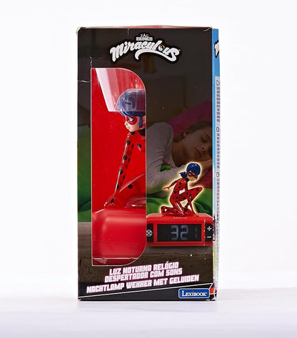 LEXiBOOK - Miraculous Digital Alarm Clock with Night Light Snooze, Clock, Luminous Ladybug, Red Colour - RL800MI