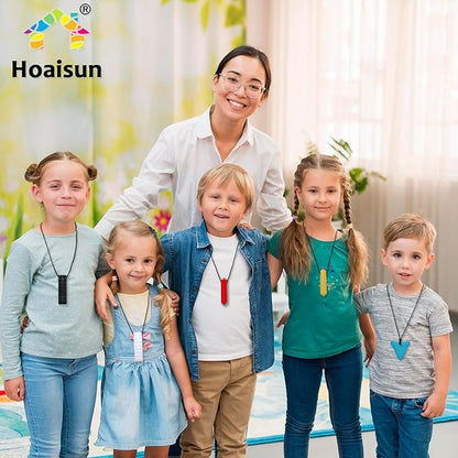 Chew Necklaces for Sensory Kids 6 Pack, Sensory Toys for Kids with Autism, ADHD, SPD, Chewing, Biting, Autism Sensory Products Silicone Chew Toys Necklace for Adults Reduce Anxiety Fidget