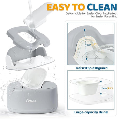 Orzbow 3-in-1 Potty Training Toilet, Detachable Baby Potty, As Toddler Toilet Seat, Chair, Step Stool for Boys & Girls 18+ Months, Potty Training Seat with Splash Guard, Lid, Easy Clean, Gray