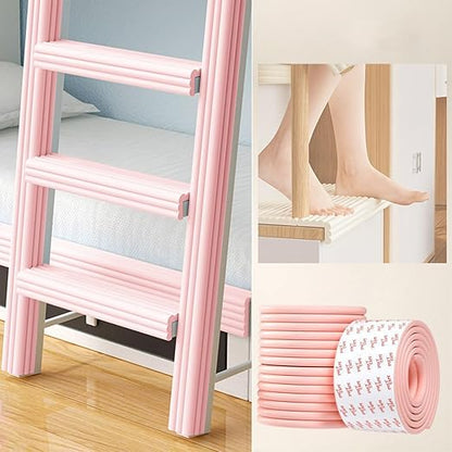 Bunk Bed Ladder Pads,Traction Treads for Stair Steps,Self-Adhesive Bunk Bed Ladder Cover Foam Padding,Soft Extra-Wide Edge Protector,Furniture 6.5 Ft Pink