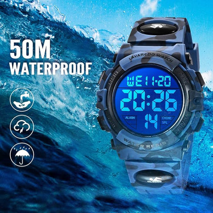 Kids Watch,Boys Watch for 3-15 Year Old Boys,Digital Sport Outdoor Multifunctional Chronograph LED 50 M Waterproof Alarm Calendar Analog Watch for Children with Silicone Band,Kids Gift
