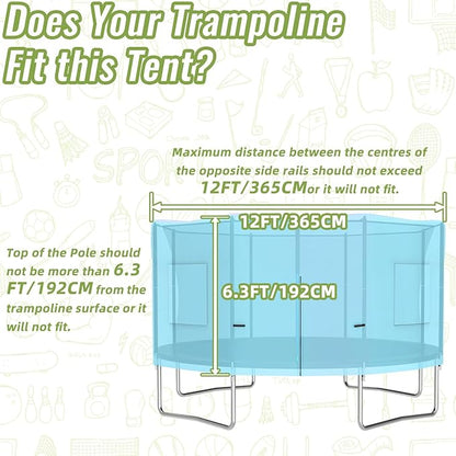 Gardenature 10FT/12FT/14FT Trampoline Tent(Tent Only), Fit Round Trampolines, Shade Cover with LED Light, Outdoor Trampolien Accessories, Anti-Tear, Beige