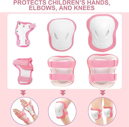 KAMUGO Kids Bike Helmet Set, Toddler Helmet for Ages 2-8 Boys Girls with Sports Protective Gear Set Knee Elbow Wrist Pads for Skateboard Cycling Scooter Rollerblading