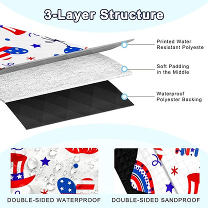 Extra Large Picnic Blanket Waterproof,80"x 80"Foldable Machine Washable Beach Blanket,Outdoor Blanket for 6-8 Adults,Suitable for Indoor Crawling,Park Beach,Camping,Hiking,Family Travel(Blue,Red)