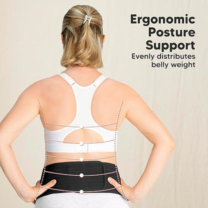 KeaBabies Maternity Belly Bands for Pregnant Women - Soft & Breathable Pregnancy Belly Support Band, Adjustable Maternity Belt for Back, Pelvic Support, Comfortable, Easy to Use (Midnight Black, 2XL)