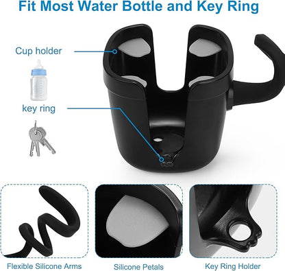Accmor Stroller Cup Holder, Universal Cup Holder with Silicone Gooseneck Arm, Bike Cup Holder, 360° Rotatable Large Caliber Drinks Holder for Stroller, Bike, Wheelchair, Walker