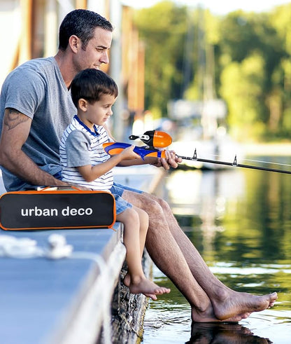 Urban Deco Kids Fishing Pole Set Portable Telescopic Kids Fishing Rod and Reel Combo Kit with Tackle Box for Beginners, Boys,Girls,Youth,Children