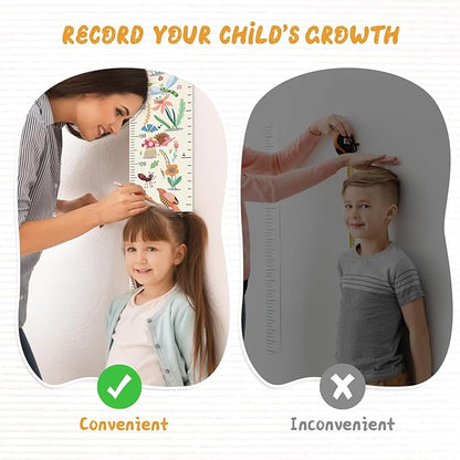 Personalized Name Growth Chart for Wall, Flower Birds Canvas Height Chart for Kids Baby Child Toddler Boys Girls, Canvas&Wood Growth Chart for Wall Room Nursery Decor,Easy Care