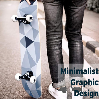 WhiteFang Skateboards for Beginners, Complete Skateboard 31 x 7.88, 7 Layer Canadian Maple Double Kick Concave Standard and Tricks Skateboards for Kids and Beginners