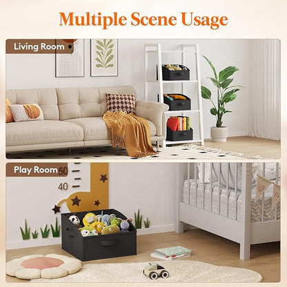 Lifewit Storage Baskets for Shelves, 6 Packs Non-woven Fabric Trapezoid Closet Organizer Bins with Handles, Foldable Clothing Containers Box for Clothes, Toy, Towel, Book, DVD, Hats, Small-Black