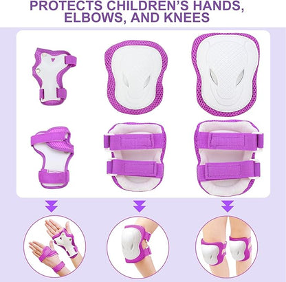 KAMUGO Kids Bike Helmet Set, Toddler Helmet for Ages 2-8 Boys Girls with Sports Protective Gear Set Knee Elbow Wrist Pads for Skateboard Cycling Scooter Rollerblading