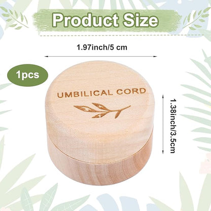 Umbilical Cord Memorial Box Engraved Wooden Round Newborn Wood Case Baby Keepsake Tooth Box Fetal Hair Memorial Storage Container Carved Baby Fetal Hair Case for Babys Shower Pregnancy Christen Gift
