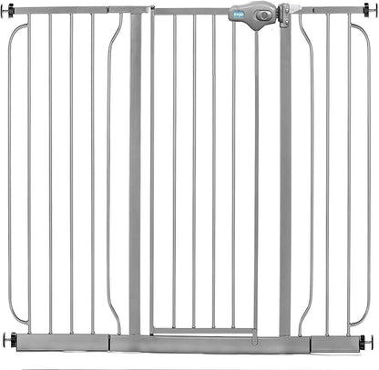 Regalo Easy Step 49-Inch Extra Wide Baby Gate, Includes 4-Inch and 12-Inch Extension Kit, 4 Pack of Pressure Mount Kit and 4 Pack of Wall Mount Kit, Platinum