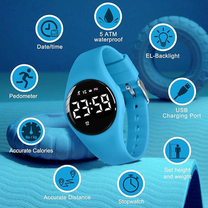 Kids Watches for Girls Boys Digital Sport Watch with Step Counter Pedometer Vibration Alarm Clock, No App Waterproof Fitness Tracker Kids Watch Boys Girls Teens Students Ages 5-16