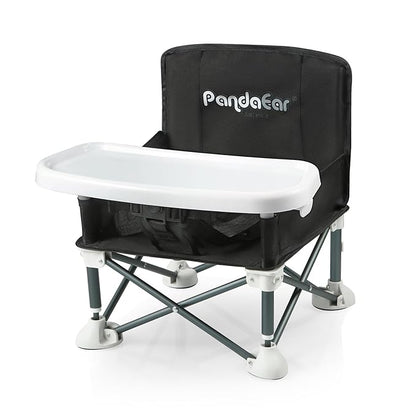 PandaEar Portable Baby Seat Travel| Compact Fold with Straps for Indoor/Outdoor Use| Great for Camping, Beach, Lawn |Toddlers, Kids, Boys, Girls (Black)