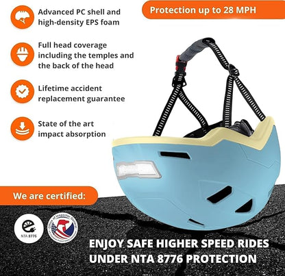 Kid Bike Helmets for Boys and Girls | Fit Head 51-54cm Circumference | CPSC & NTA-8776 Dual Certified | Multi-Sport Helmets with LED Lights, Magnetic Buckle, Detachable Visor