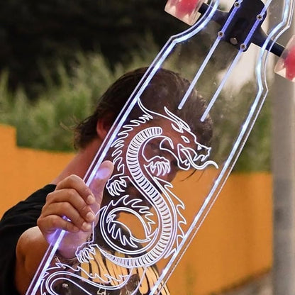 Clear Longboard Skateboard - Transparent Acrylic Long Boards with Light-Up LED Wheels for Smooth Rides - Ride The Streets in Style with Longboard Built for Beginners & Pros Alike