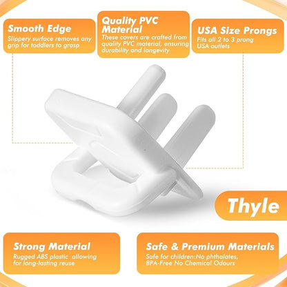 Thyle 50 Pcs Outlet Covers Protectors Plug Bulk Child Baby Proofing Proof for US 3-prong Electrical Outlets Easy Install Socket Sturdy Safe Secure Baby Proofing Kit for Home Office