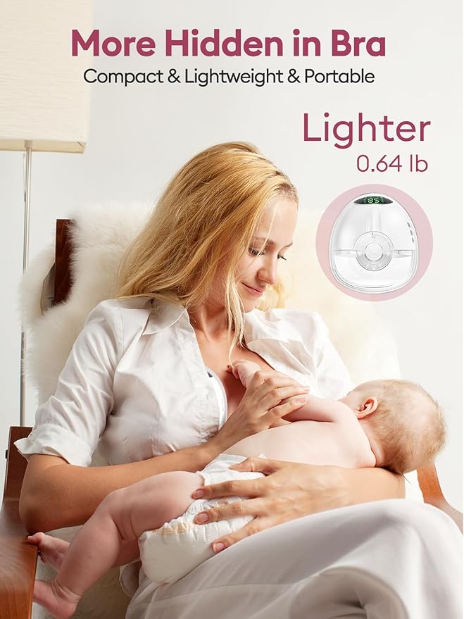 Lulia Breast Pump Hands Free, Wearable Breastfeeding Pump with 4 Mode and 9 Level, Strong Suction, Painless, Anti-Backflow, BPA Free, Portable Electric Breast Pumps with 17/19/21/24MM Flanges