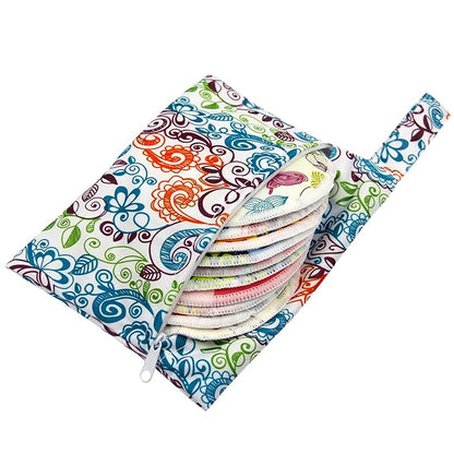 PINOWU Nursing Pads -10 Washable Pads + Wet Bag + Wash Bag, Breastfeeding Nipple Pads (Large 4.7")