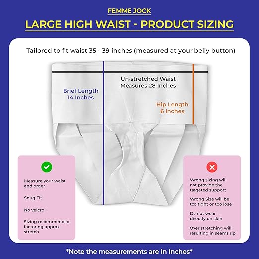 Women's Pelvic Support Belt - Uterus & Bladder Girdle | Postpartum Recovery, Pain Relief | High Waist White (Large)