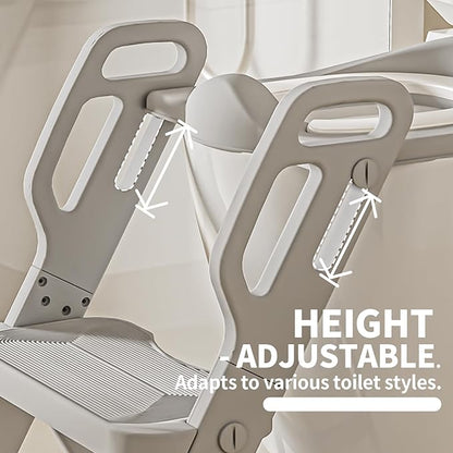 Toddler Potty Training Toilet Seat-Alongside Foldable Potty Train Chair Adapter, Potty Seats with Steps Ladder for Toddlers Kids, Boys, Girls, Child, Baby, and Must-Haves Portable Step Stool Supplies