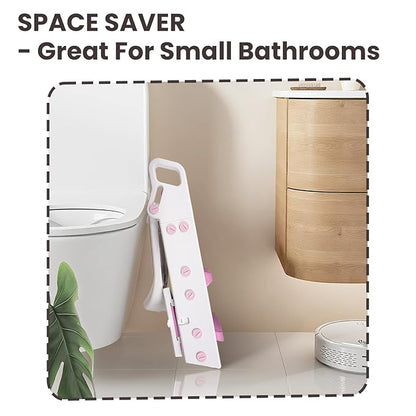 Primlect Space-Saving Potty Training Seat with Ladder, Adjustable Step and Toilet Seat Height, Top Handles for Easy Climbing, Easy to Carry, Portable Toddler Toilet Trainer for Small Bathrooms