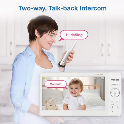 VTech [2025 Upgrade Baby Monitor with 7" IPS Screen, Pan Tilt Zoom Camera, No WiFi Video Baby Monitor with Camera and Audio, Multi-Color Night Light, 2-Way Talk, Lullabies, Advanced HQ Max