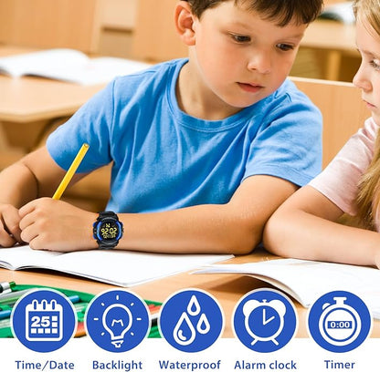 Kids Watch,Boys Watch for 3-15 Year Old Boys,Digital Sport Outdoor Multifunctional Chronograph LED 50 M Waterproof Alarm Calendar Analog Watch for Children with Silicone Band,Kids Gift