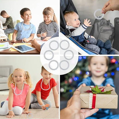 Chew Necklaces for Sensory Kids, 12 Pcs Clear Coil Chewy Necklaces Stretchy Bracelet for Boys Girls with Autism ADHD SPD,Oral Motor Chewable Necklace Reduce Anxiety and Fidgeting Stress