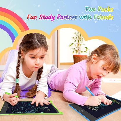 TECJOE 2 Pack LCD Writing Tablet, 10 Inch Colorful Doodle Board Drawing Tablet for Kids, Kids Travel Learning Toys Christmas Birthday Gifts for 3 4 5 6 Year Old Boys and Girls Toddlers