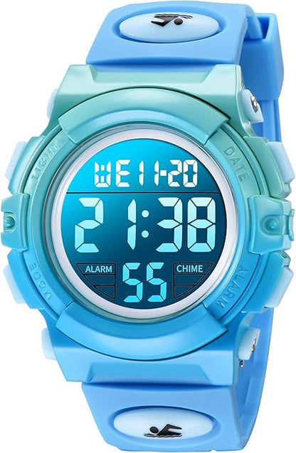Kids Watch,Boys Watch for 3-15 Year Old Boys,Digital Sport Outdoor Multifunctional Chronograph LED 50 M Waterproof Alarm Calendar Analog Watch for Children with Silicone Band,Kids Gift
