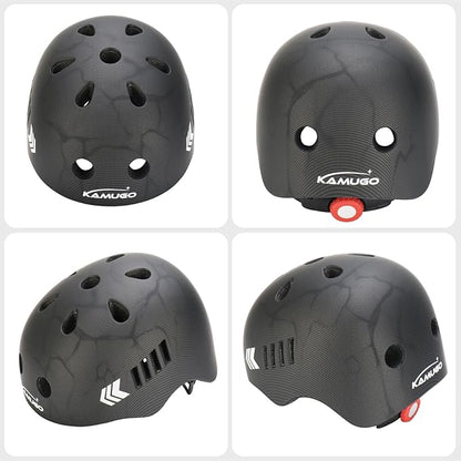 KAMUGO Kids Bike Helmet Set, Toddler Helmet for Ages 2-8 Boys Girls with Sports Protective Gear Set Knee Elbow Wrist Pads for Skateboard Cycling Scooter Rollerblading