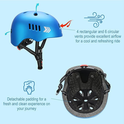 KAMUGO Kids Bike Helmet Set, Toddler Helmet for Ages 2-8 Boys Girls with Sports Protective Gear Set Knee Elbow Wrist Pads for Skateboard Cycling Scooter Rollerblading