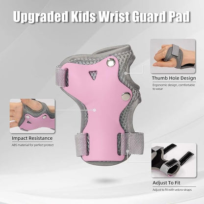 Kids Bike Helmet and Pads Set for Ages 2–14, CPSC Certified Adjustable Helmet with Knee Elbow Wrist Guards, for Skateboard, Scooter, Skating, Rollerblading, Multi-Sport Protective Gear