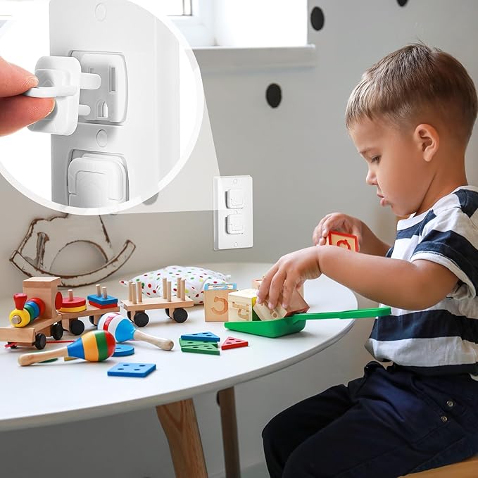 Thyle 50 Pcs Outlet Covers Protectors Plug Bulk Child Baby Proofing Proof for US 3-prong Electrical Outlets Easy Install Socket Sturdy Safe Secure Baby Proofing Kit for Home Office