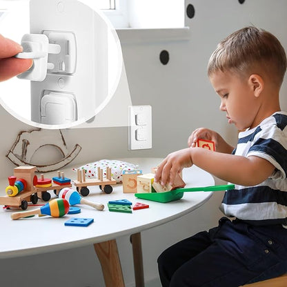 Thyle 50 Pcs Outlet Covers Protectors Plug Bulk Child Baby Proofing Proof for US 3-prong Electrical Outlets Easy Install Socket Sturdy Safe Secure Baby Proofing Kit for Home Office