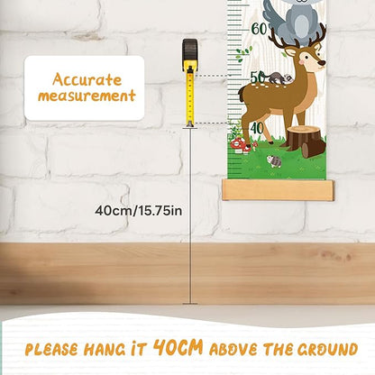 Personalized Name Growth Chart Wall Decor for Kids – Canvas Removable Height Chart Measuring Ruler 59" x 7.9" (Zoo）