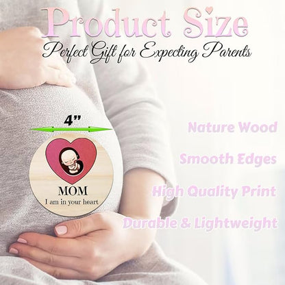 42 Designs Pregnancy Weekly Milestone Signs - Wooden Weekly Baby Bump Tracker Milestone Discs - Trimester Pregnancy Must Haves - Essential Gifts for Mommy to Be (Pregnancy Milestones Cards)