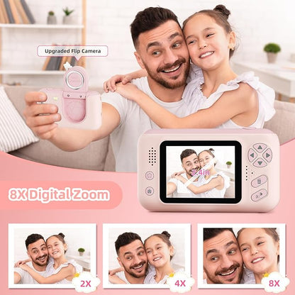 Kids Camera Girls for 3 4 5 6 7 8 9 Years Old Girls,1080P HD Video Selfie Camera with 32G SD Card Kids Digital Camera Toys for Toddler Birthday Gifts Pink