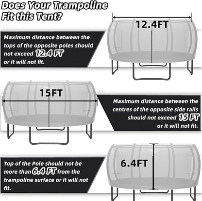 Gardenature 10FT/12FT/14FT Trampoline Tent(Tent Only), Fit Round Trampolines, Shade Cover with LED Light, Outdoor Trampolien Accessories, Anti-Tear, Beige