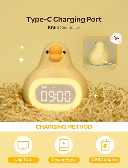 MASHI Goose Alarm Clock with Night Light, ok to Wake Clock for Kids, Cute Goose Night Light, Snooze, Toddler Sleep Training Clock,Gift for Kids Girls Boys Teens Birthday Room Decor