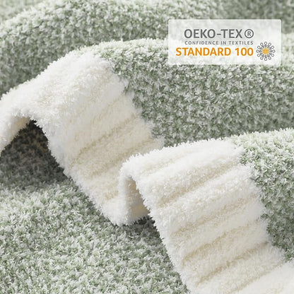 Snuggle Sac Heather Sage Green Throw Blanket for Couch, Reversible Super Soft Knitted Blankets Warm Cozy Fuzzy Throws for Sofa, Bed, Camping, Sage Green, 50x60 inches