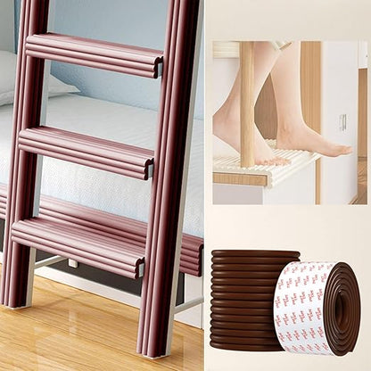 Bunk Bed Ladder Pads,Traction Treads for Stair Steps,Soft Extra-Wide Edge Protector,Self-Adhesive Bunk Bed Ladder Cover Foam Padding,Furniture 16.5 Ft Brown